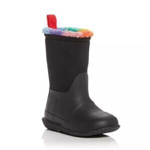 Hunter LK Rainbow Sherpa Boot Black Kids UK6 US7 Sherpa Lined Rain Boots
